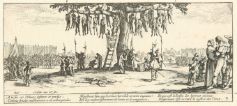  Foto: Kunsthalle Mannheim/ Kathrin Schwab Jacques Callot: Der Galgenbaum. Aus: Die Schrecken des Krieges, 1633, Radierung